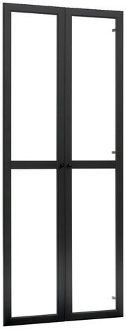 Schwarzes Doppeltür-Set aus Metall mit Glasfüllung, Frontalansicht