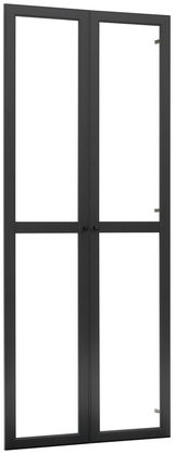 Schwarzes Doppeltür-Set aus Metall mit Glasfüllung, Frontalansicht