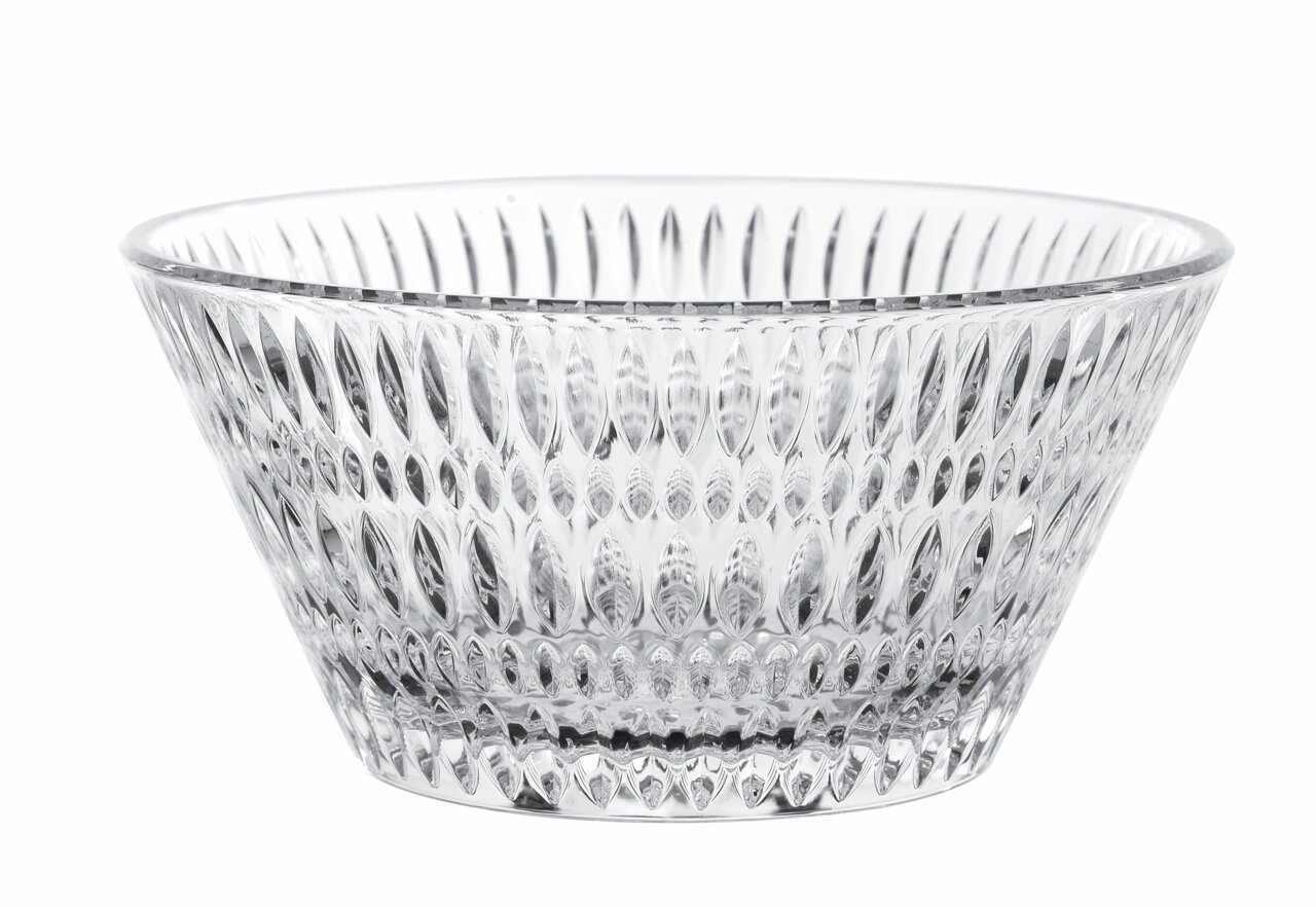 Glas-Schale mit Ethno-Muster, seitliche Perspektive