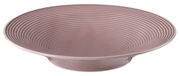 Runder Suppenteller mit geriffeltem Design in Rosa, seitliche Perspektive