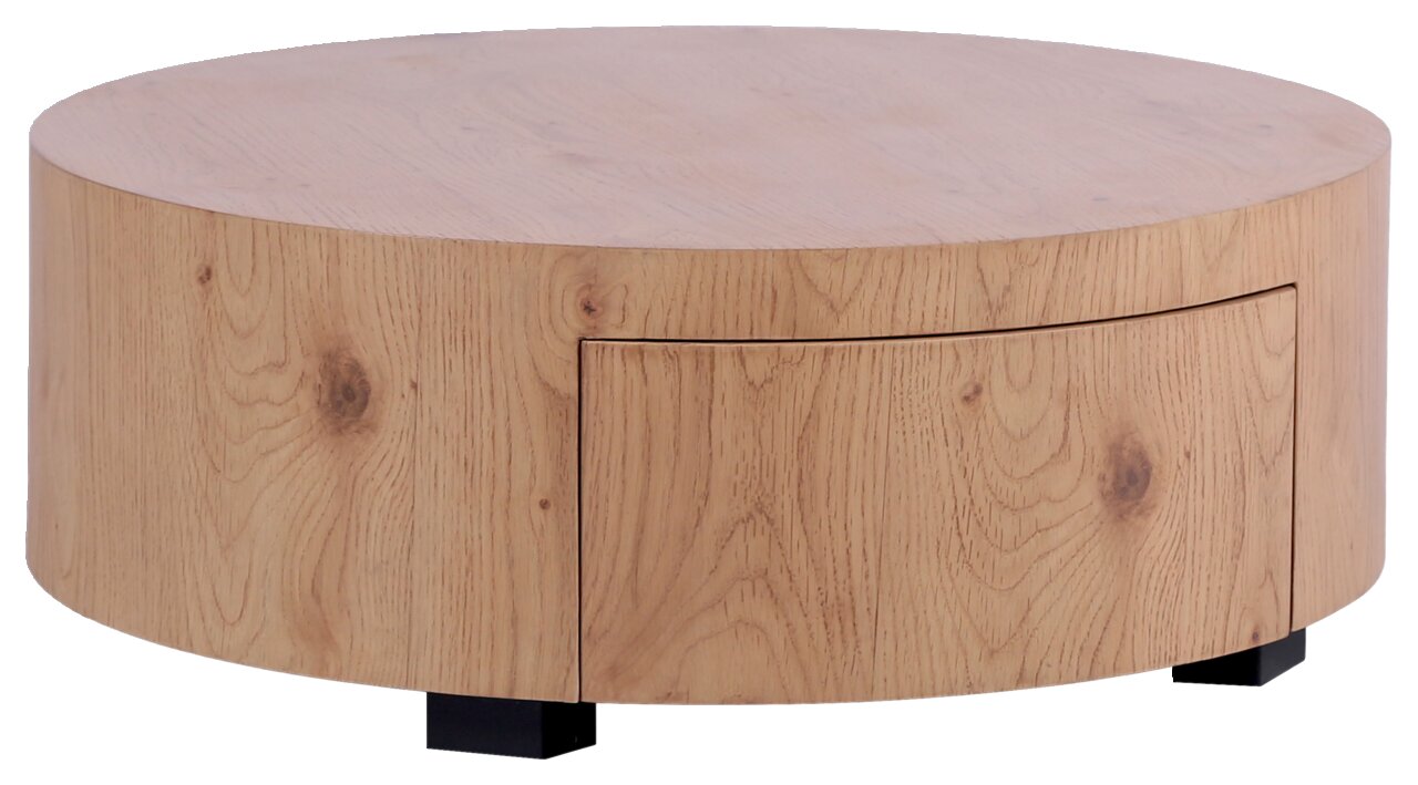 Stylife Couchtisch OLIVIA Runder Couchtisch aus Holz mit natürlicher Maserung, seitliche Perspektive