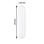 Weiße Kabelhülle PAULMANN URAIL, zylindrische Form, 135 mm lang, 26 mm Durchmesser, seitliche Ansicht