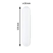 Weiße Kabelhülle PAULMANN URAIL, zylindrische Form, 135 mm lang, 26 mm Durchmesser, seitliche Ansicht