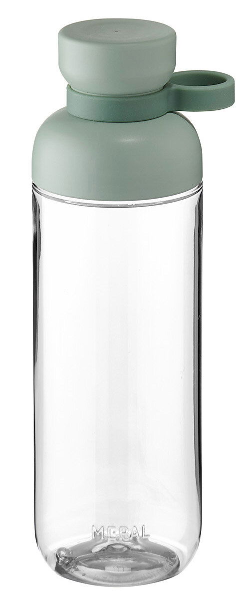 Trinkflasche Nordic Sage aus Glas mit grünem Deckel, seitliche Ansicht