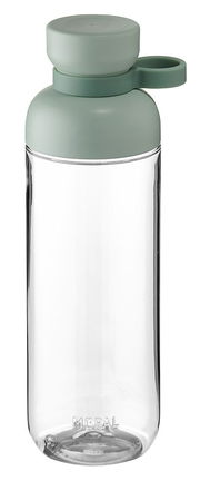 Trinkflasche Nordic Sage aus Glas mit grünem Deckel, seitliche Ansicht