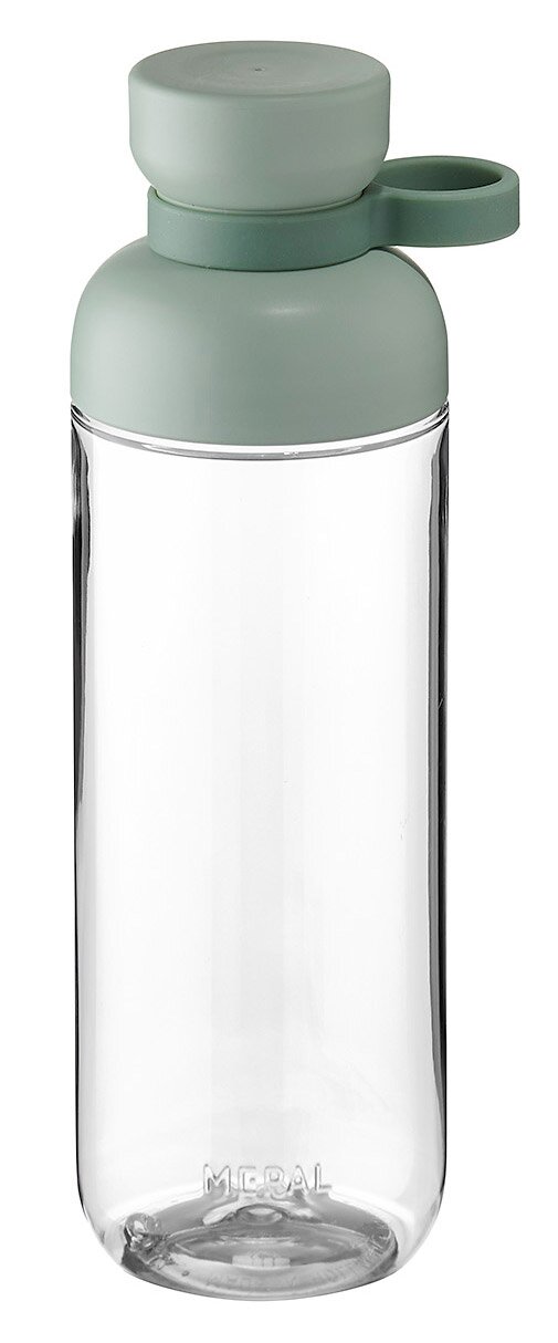 Glazen drinkfles Nordic Sage met groene dop, zijaanzicht