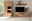 Wandkombination aus Holz mit Schrank, TV-Board und Regal, frontal fotografiert. Dekoriert mit Pflanzen und Dekorationsobjekten.