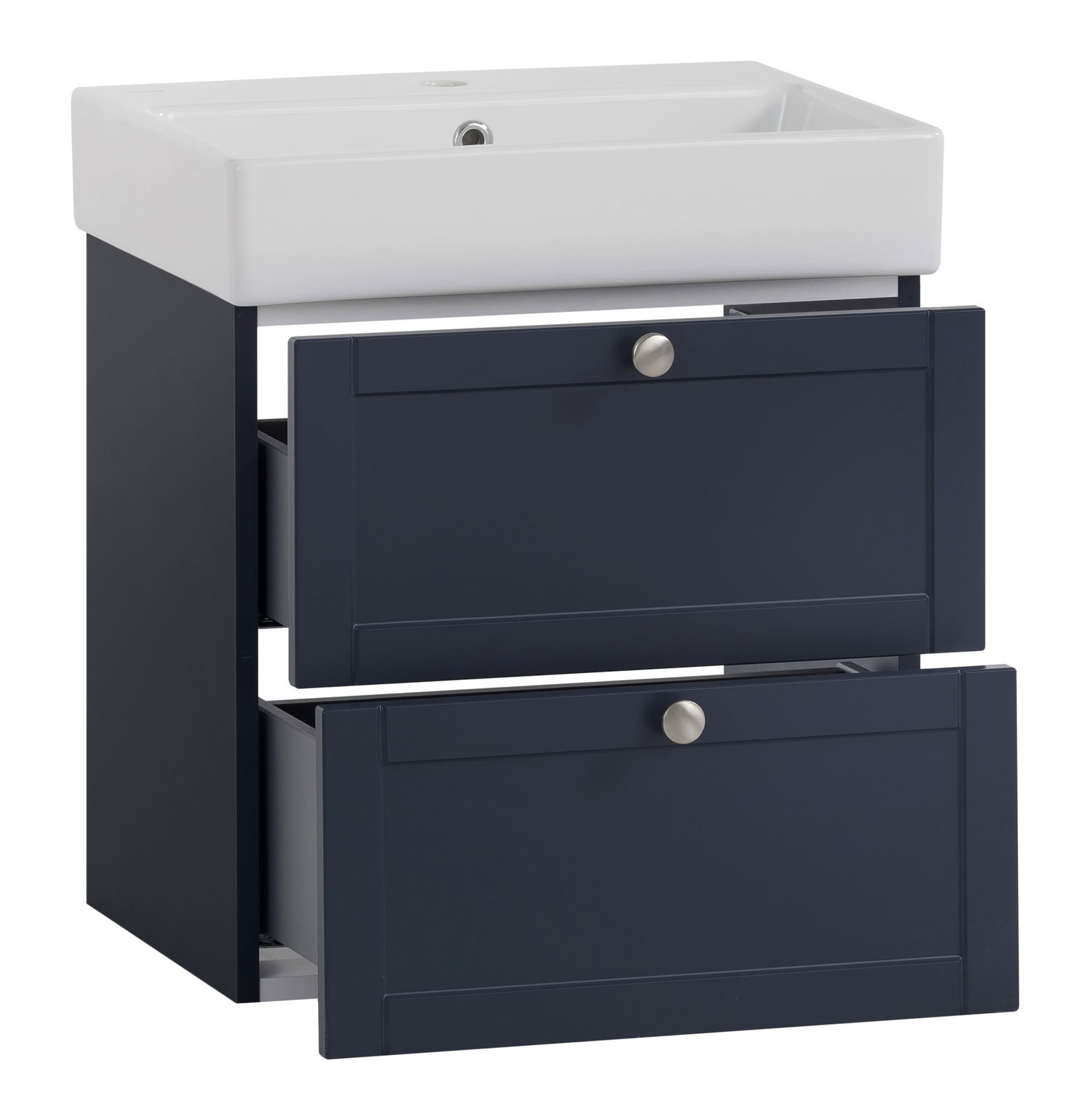 Stylife Waschtisch-Set JESPER Waschtisch-Set mit zwei Schubladen in dunklem Blau, seitliche Perspektive