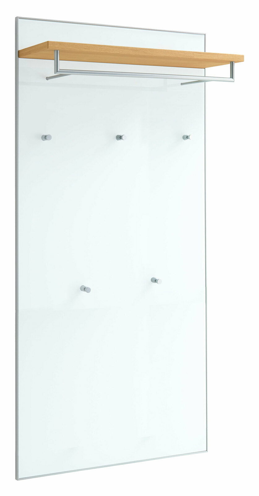 VOSS XL-Garderobenpaneel SANTINA XL-Garderobenpaneel aus der Serie SANTINA von VOSS, mit einer Holzablage und mehreren Haken, seitliche Perspektive