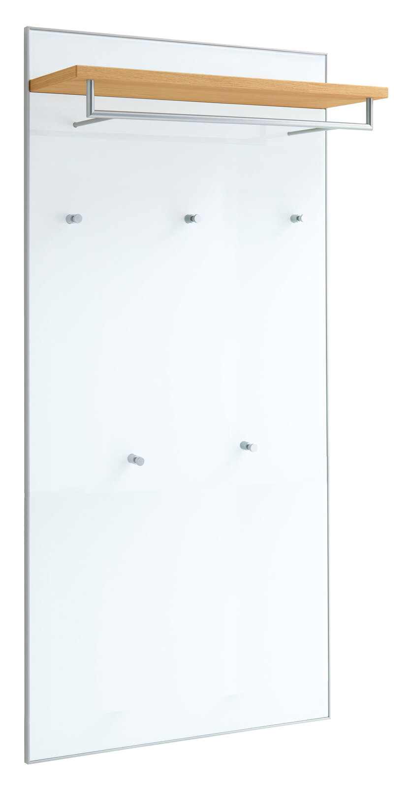 VOSS XL-Garderobenpaneel SANTINA XL-Garderobenpaneel aus der Serie SANTINA von VOSS, mit einer Holzablage und mehreren Haken, seitliche Perspektive