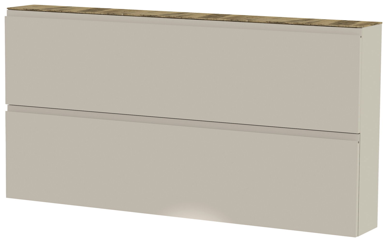 XL-Hängeschuhschrank 2K-T22 in seitlicher Perspektive mit zwei Klappen und Holzoberfläche