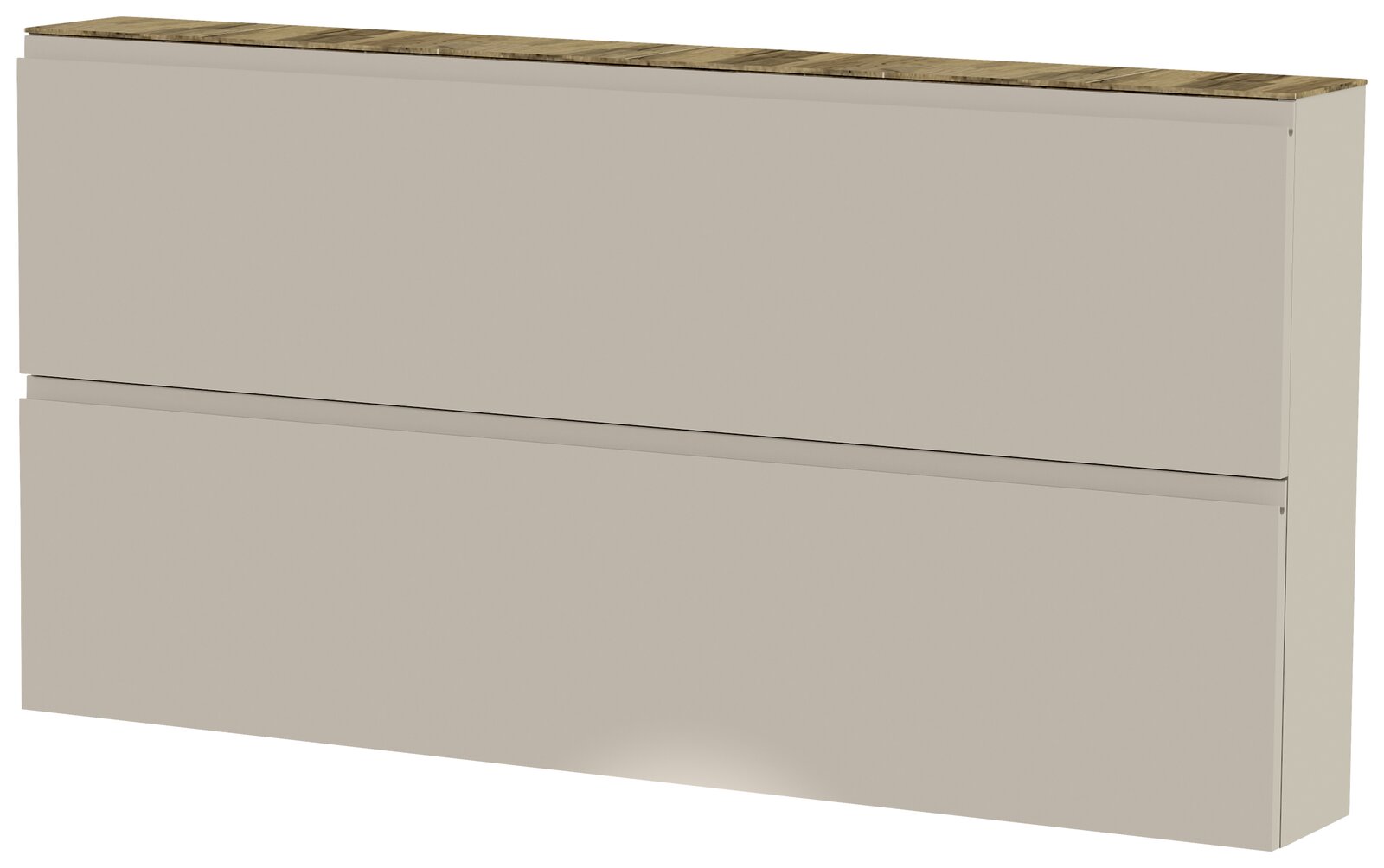 XL-Hängeschuhschrank 2K-T22 in seitlicher Perspektive mit zwei Klappen und Holzoberfläche