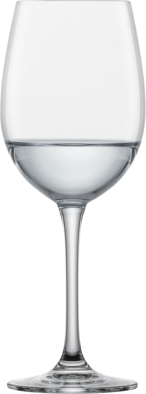 Ein elegantes Wasser- und Rotweinglas Classico, frontal abgebildet, mit klarem, schlankem Stiel und breitem Kelch.