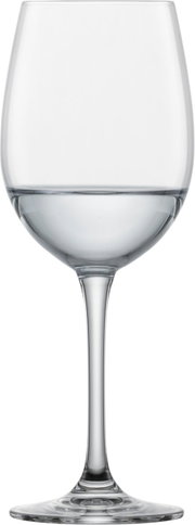 Ein elegantes Wasser- und Rotweinglas Classico, frontal abgebildet, mit klarem, schlankem Stiel und breitem Kelch.