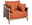 Loungesessel in orange mit Holzrahmen, seitliche Perspektive