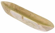 Holzschale in Bootsform aus seitlicher Perspektive