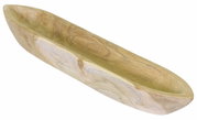 Holzschale in Bootsform aus seitlicher Perspektive