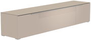 Beiges XL TV-Lowboard mit glatter Oberfläche und seitlicher Perspektive
