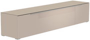 Beiges XL TV-Lowboard mit glatter Oberfläche und seitlicher Perspektive