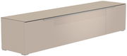 Beiges XL TV-Lowboard mit glatter Oberfläche und seitlicher Perspektive