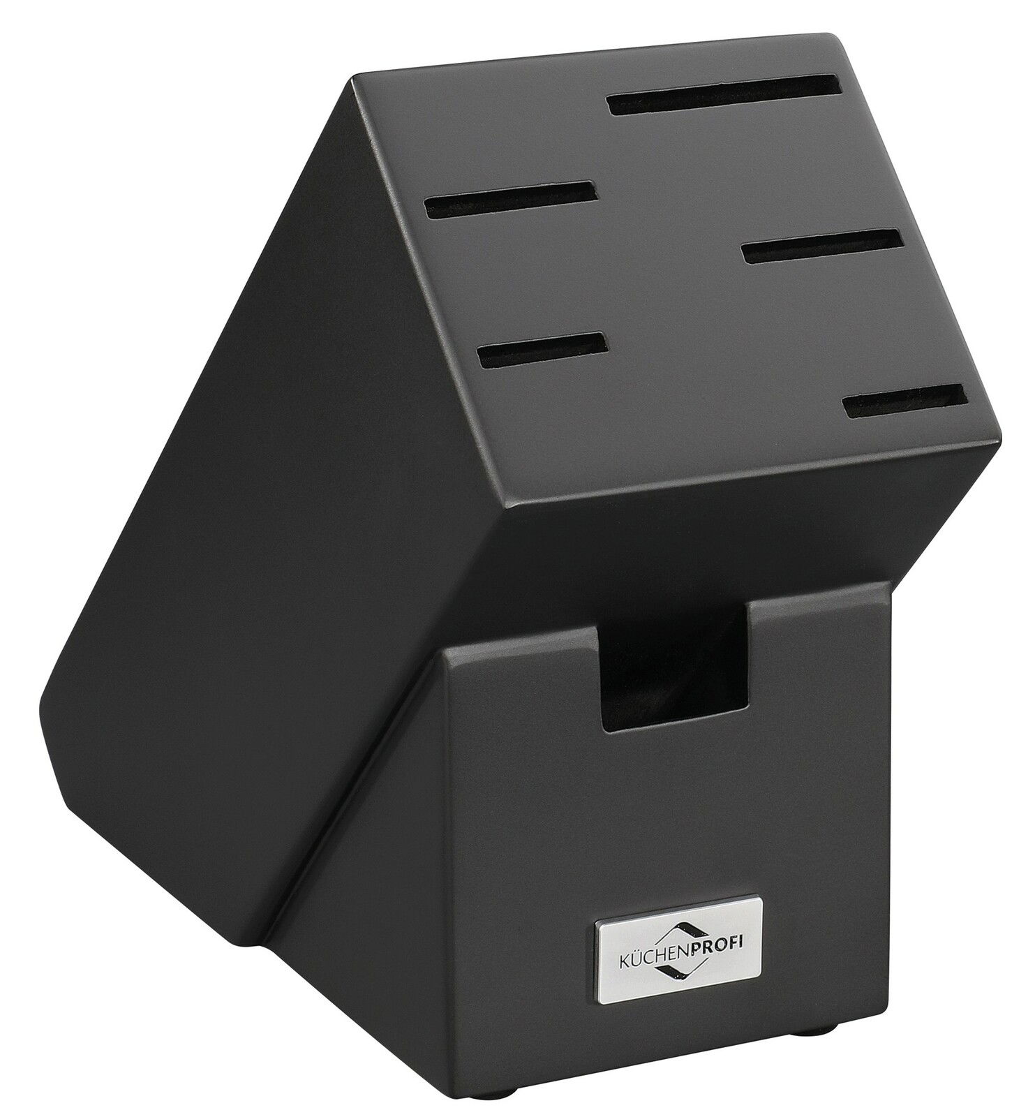 Schwarzer Messerblock PRIMUS CLASSIC mit sieben Schlitzen, seitliche Perspektive