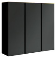 Schwarzer XL-Hängeschuhschrank mit drei Türen, seitliche Perspektive