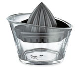 Zitronenpresse aus Glas und Kunststoff, seitliche Perspektive