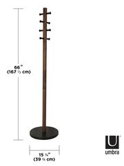 Garderobenständer aus Holz mit sechs Haken, seitliche Ansicht, Höhe 167,5 cm, Durchmesser 39,75 cm