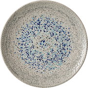 Dessertteller mit Mosaikmuster in Blau- und Grautönen, Ansicht von oben