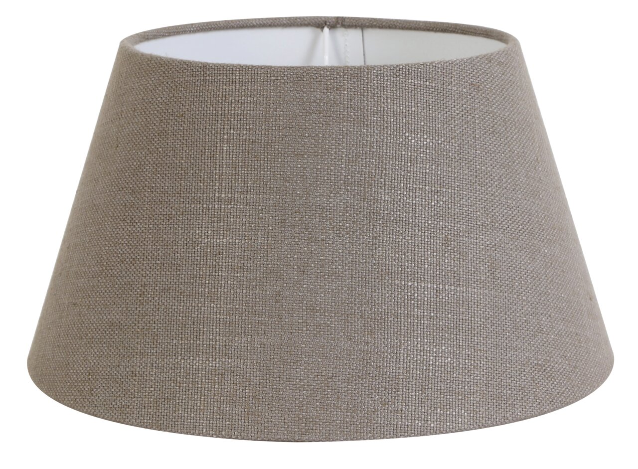 Ronde stoffen lampenkap in beige, zijaanzicht