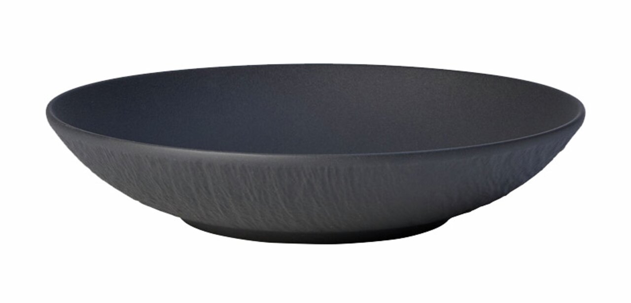 Villeroy & Boch Schale flach MANUFACTURE Schwarze Schale aus der Manufacture-Serie mit 430 ml Fassungsvermögen, seitliche Perspektive