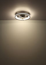 Deckenventilator mit integriertem Licht, von unten betrachtet, an der Decke montiert