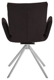 Rückansicht eines drehbaren Sessels der Serie JAZZ von Dieter Knoll mit schwarzem Bezug und silbernem Metallgestell.