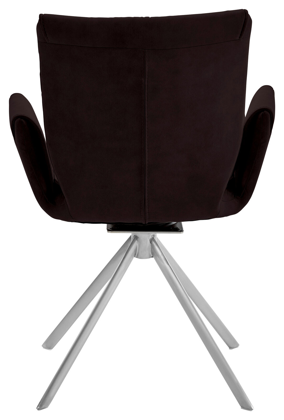 Dieter Knoll Sessel JAZZ Rückansicht eines drehbaren Sessels der Serie JAZZ von Dieter Knoll mit schwarzem Bezug und silbernem Metallgestell.