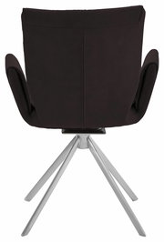 Rückansicht eines drehbaren Sessels der Serie JAZZ von Dieter Knoll mit schwarzem Bezug und silbernem Metallgestell.