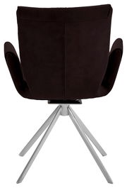 Rückansicht eines drehbaren Sessels der Serie JAZZ von Dieter Knoll mit schwarzem Bezug und silbernem Metallgestell.