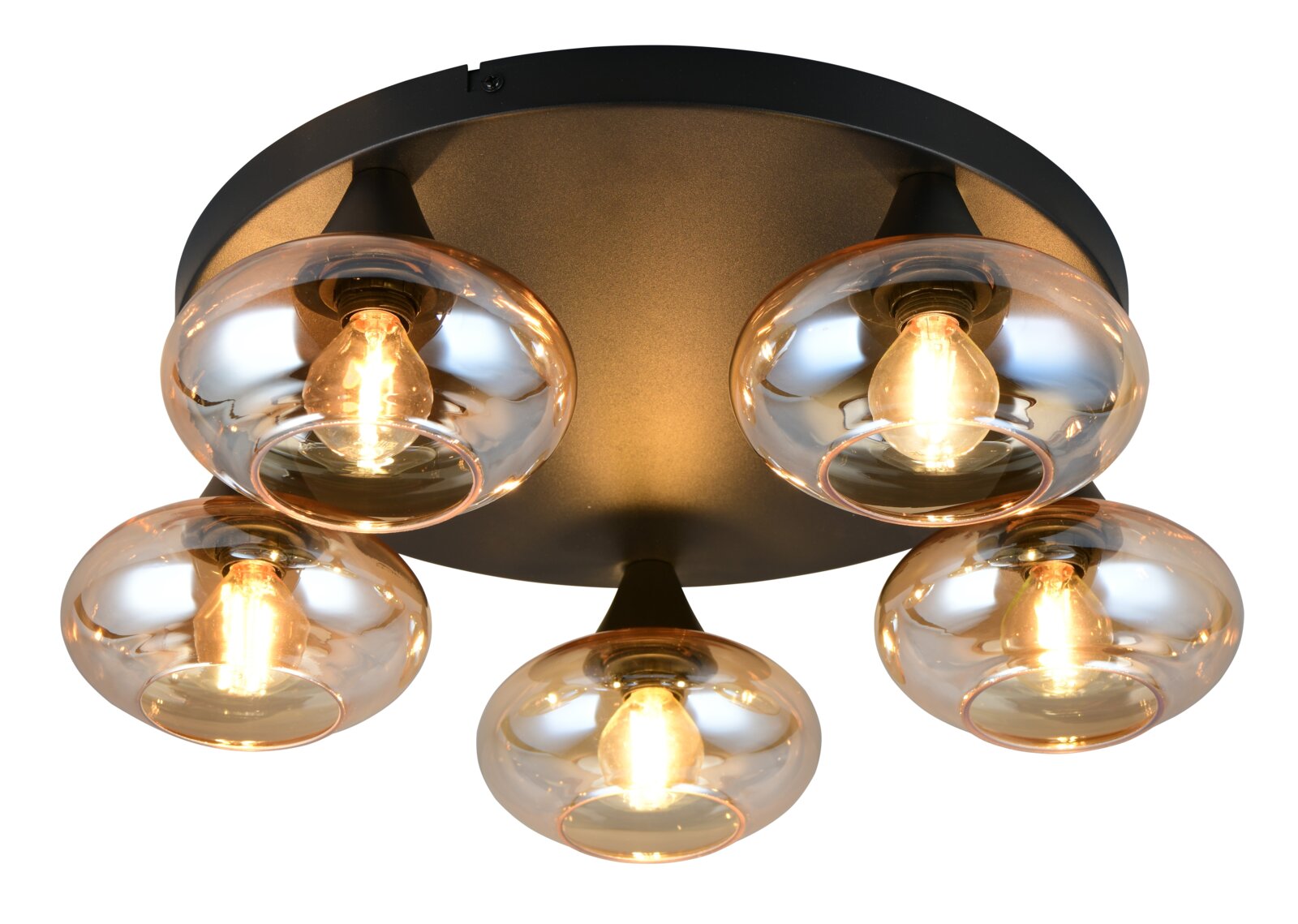 Reality Leuchten Plafondlamp DIVINA Moderne plafondlamp met vijf bolvormige lampen, gezien van onderaf