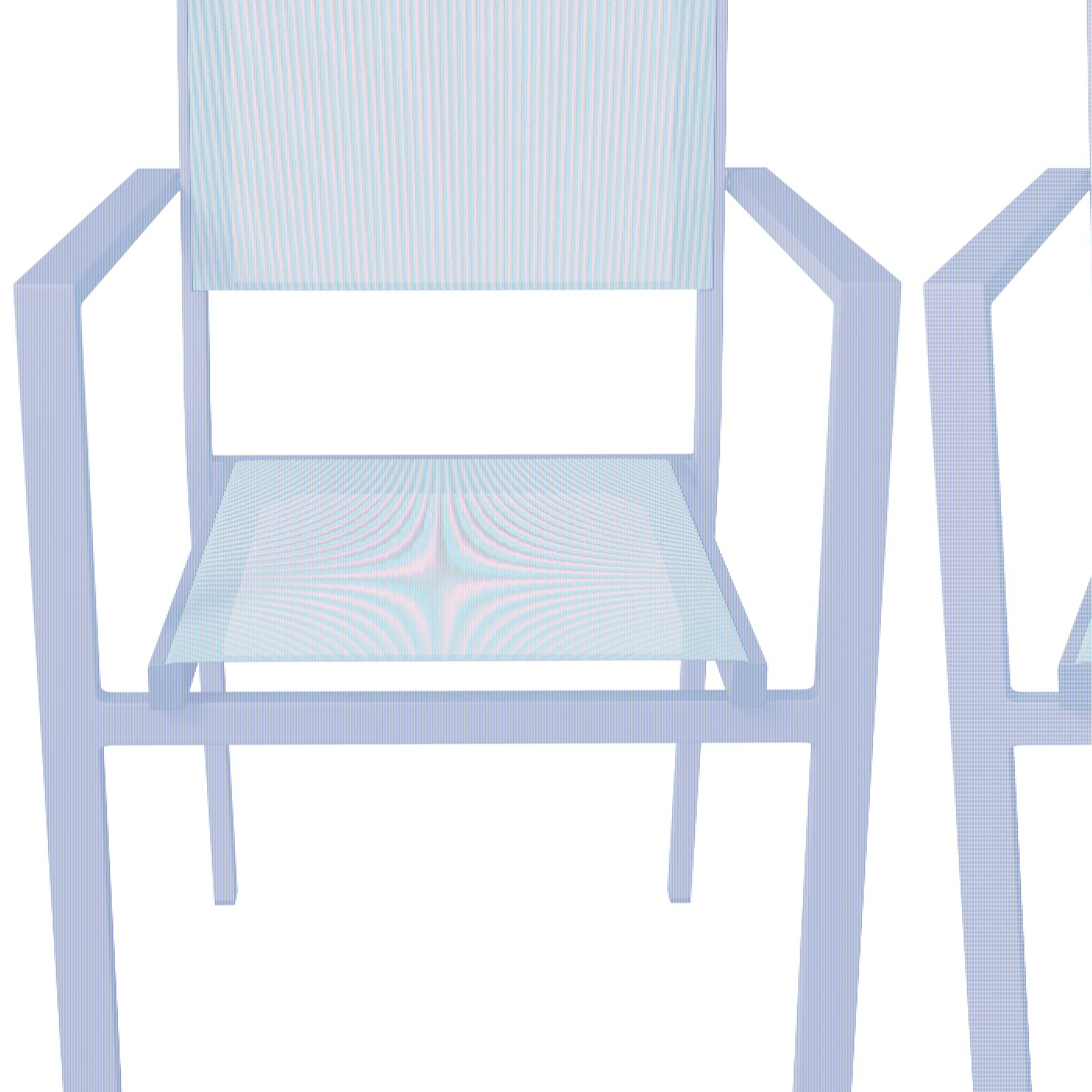 Moderner Stapelsessel mit Holzsitz und -lehne, schwarzem Metallrahmen, Frontalansicht