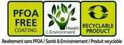Etikett mit PFOA-freier Beschichtung, gesundheits- und umweltfreundlich, recycelbares Produkt, Vorderansicht