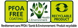 Etikett mit PFOA-freier Beschichtung, gesundheits- und umweltfreundlich, recycelbares Produkt, Vorderansicht