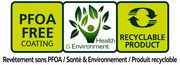 Etikett mit PFOA-freier Beschichtung, gesundheits- und umweltfreundlich, recycelbares Produkt, Vorderansicht