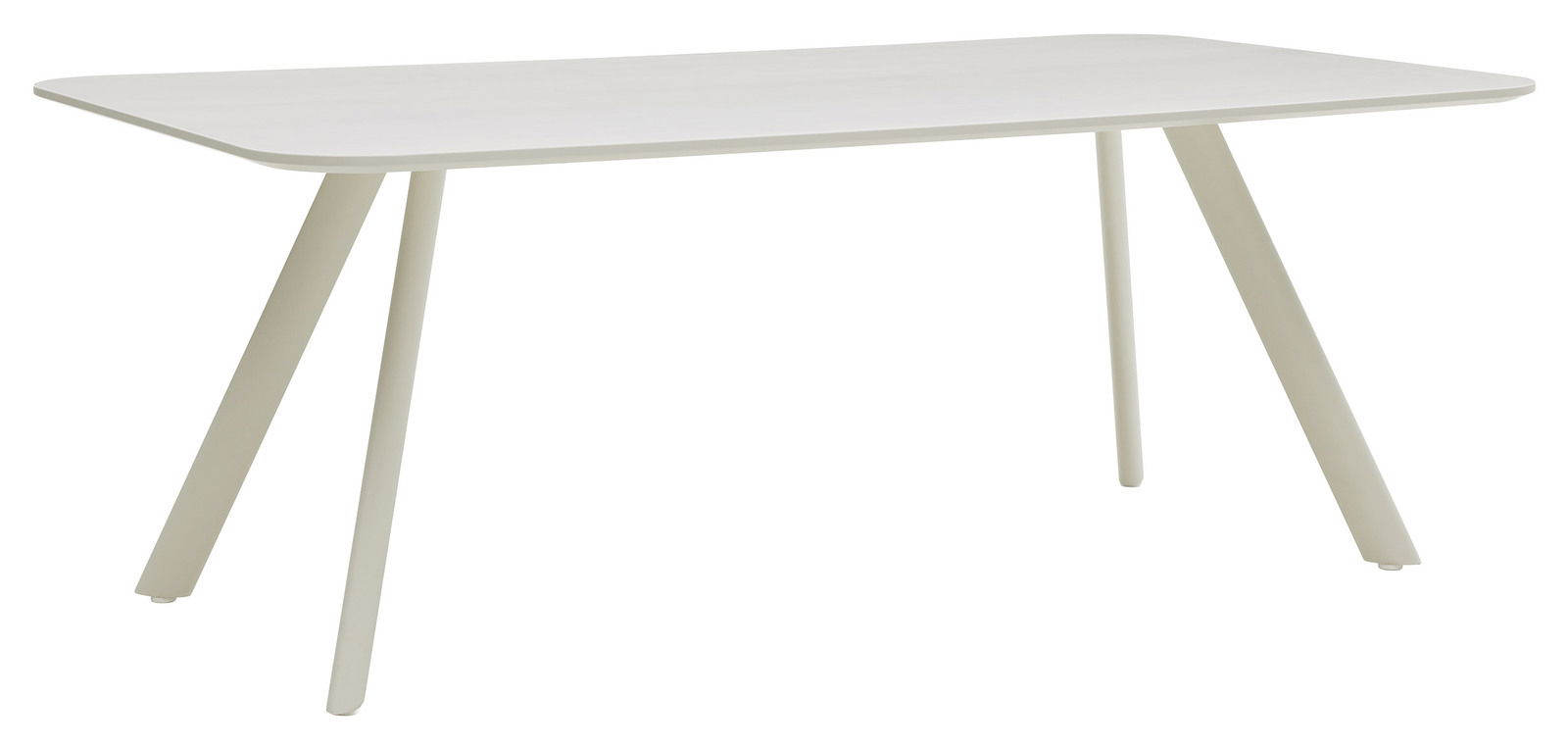 Musterring Esstisch MR JUSTB! Moderner weißer Esstisch mit schrägen Beinen, seitliche Perspektive