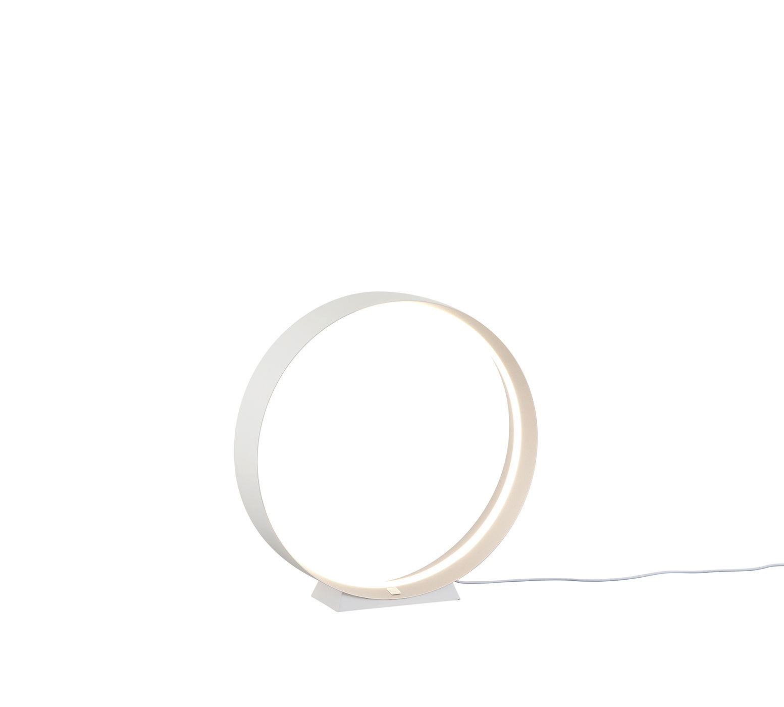 Musterring Tischleuchte LOOP Moderne Tischleuchte LOOP von Musterring in seitlicher Perspektive, mit elegantem, kreisförmigem Design und weißem Finish.