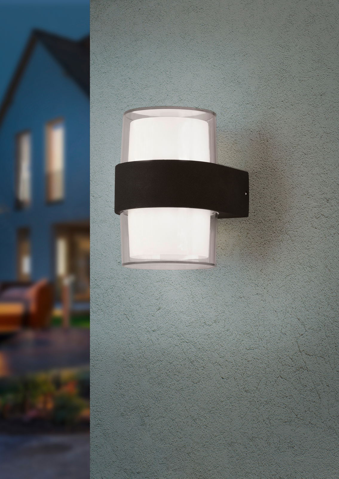 Moderne Wandleuchte Molina mit schwarzem Band, seitliche Perspektive