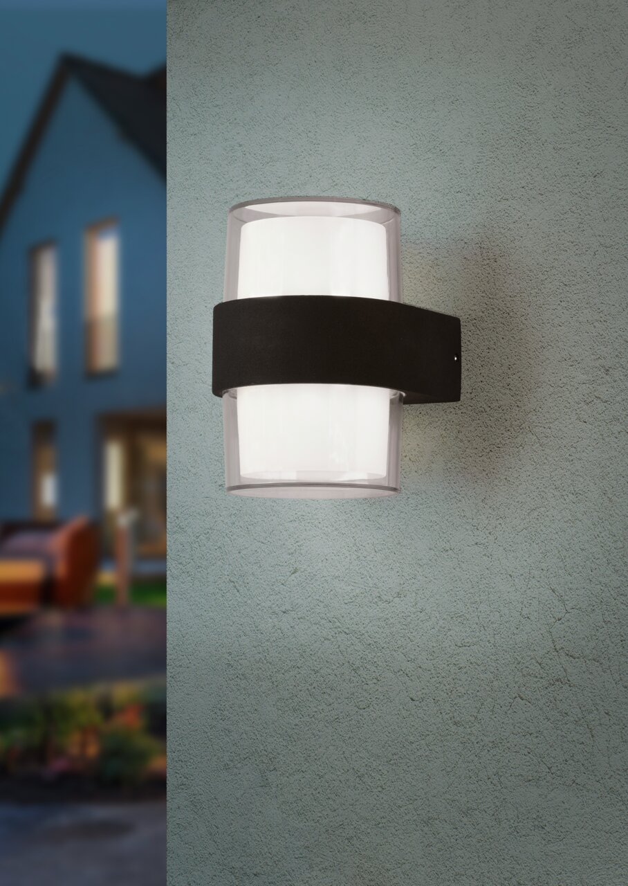 Moderne Wandleuchte Molina mit schwarzem Band, seitliche Perspektive