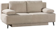 Beiges Querschläfer-Sofa mit geripptem Stoffbezug, Vorderansicht