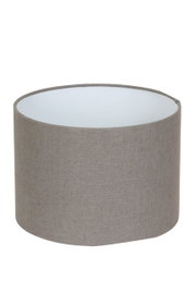 Zylindrischer Lampenschirm in Beige aus Stoff, seitliche Perspektive