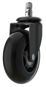 Schwarze Hartbodenrolle in Nahaufnahme, seitliche Perspektive