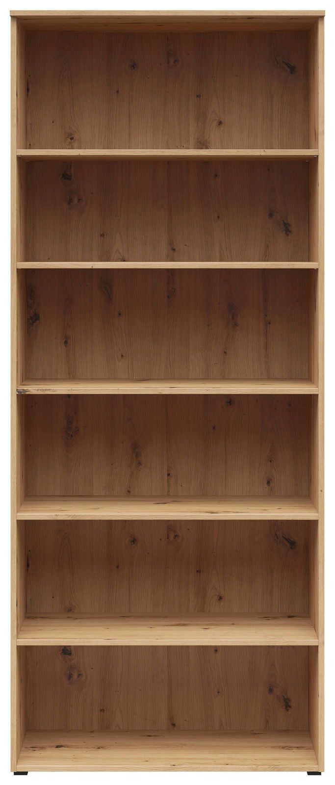 Holzregal mit sechs Fächern, frontale Ansicht