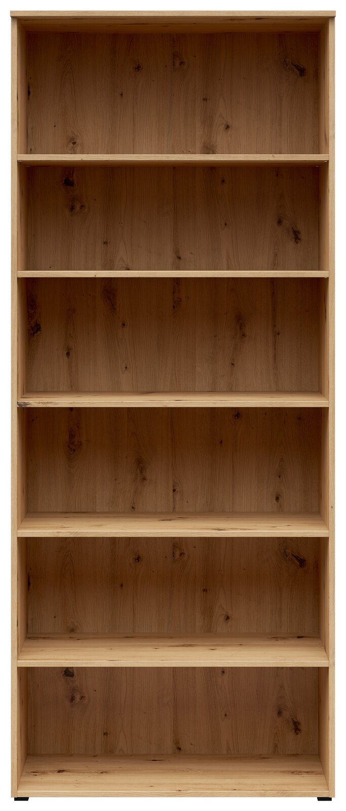 Holzregal mit sechs Fächern, frontale Ansicht